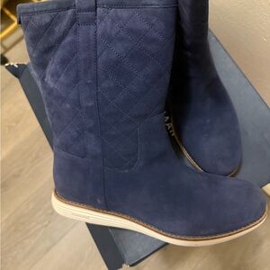 Cole Haan  Quilted Navy Boots
